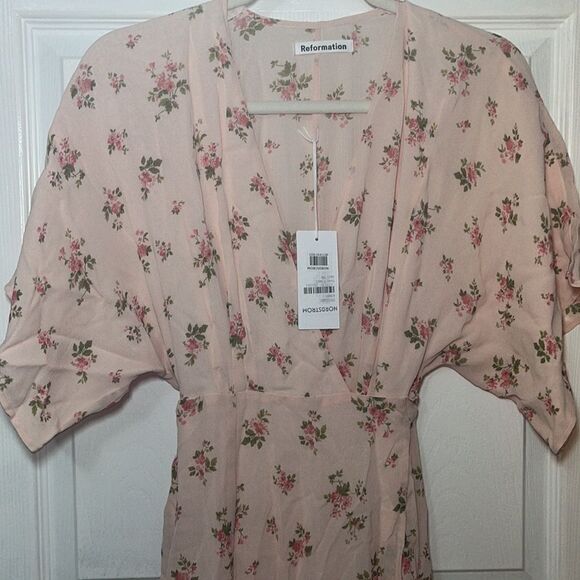 Reformation Winslow Wrap Maxi Audrey XS Pink Floral Wedding Guest NWT $348 - Picture 9 of 9